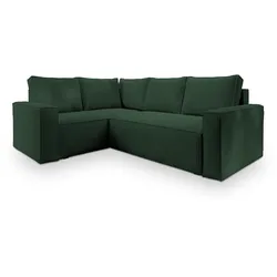 ECKSOFA ESTANO L-S Grün Kordstoff mit Schlaffunktion