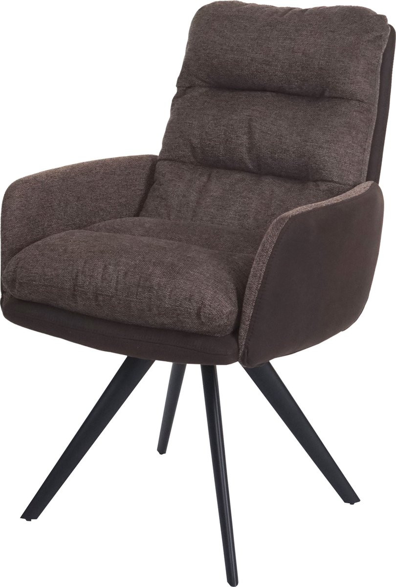 MCW Eetkamerstoel MCW-G66 met armleuningen, draaibaar, bruin-donkerbruin textiel