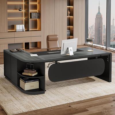 BLUEBELL 80'' Wide L-Shaped Computer/Executive Desk, Large Modern Home Office Desk with 3 Drawers and Storage Shelves