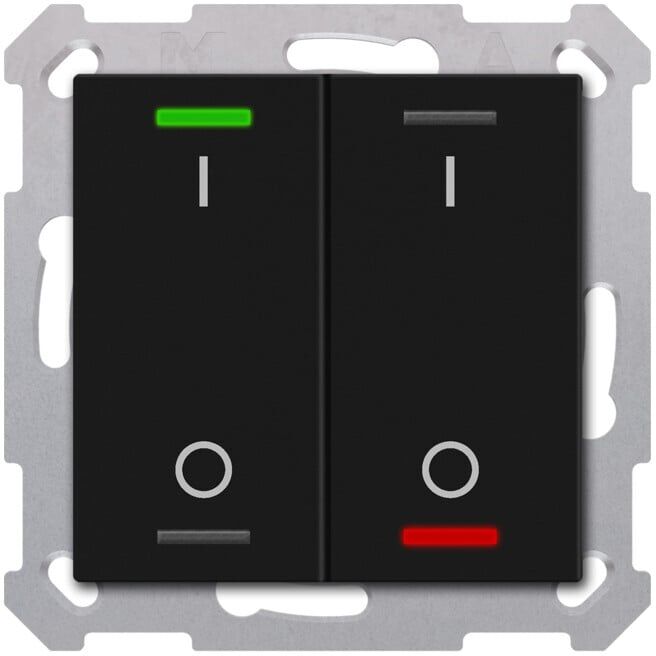 MDT KNX Bouton Light 55 double RGBW noir mat pour commande (BE-TAL550206.B1)