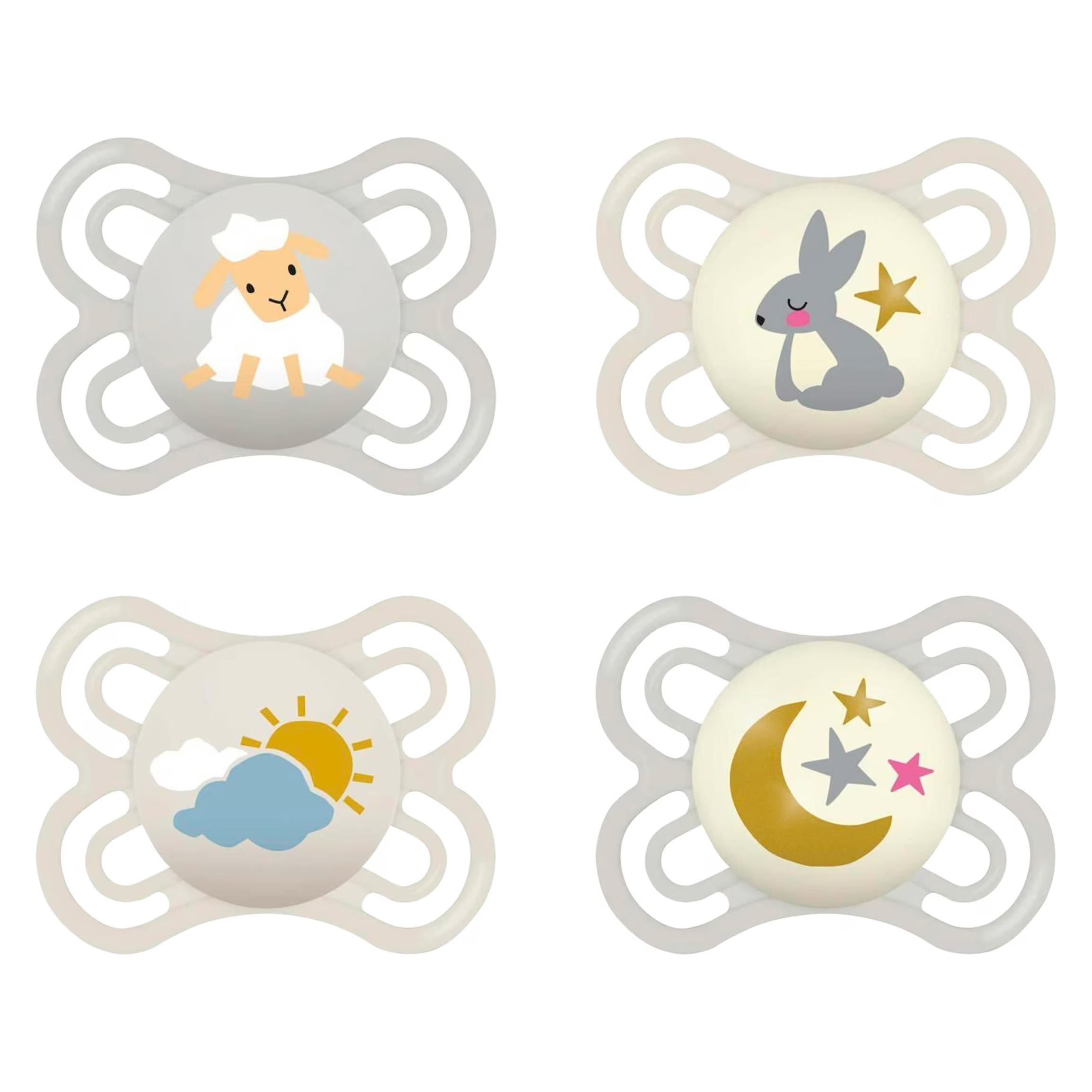 MAM 4er-Pack Schnuller "Perfect Day+Night" aus Silikon, 0-6 Monate (4x, 0 - 6 Monate) (8341729-4042894718735)