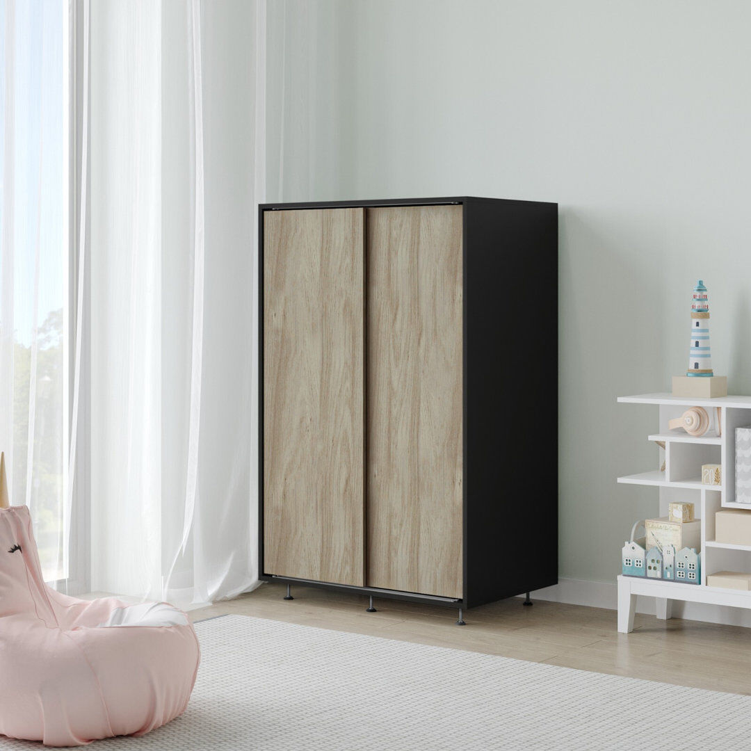 Isabelle & Max Engineered Wood Wardrobe Black/Oak 80cm W X 51.5cm D