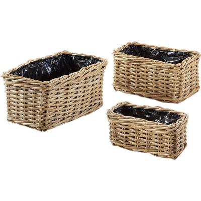 Übertopf LOCKER, grau, B:34cm H:17cm T:18cm, Rattan, Pflanzgefäße