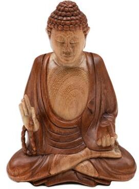 Novica Handmade Peace Of Buddha Wood Sculpture
