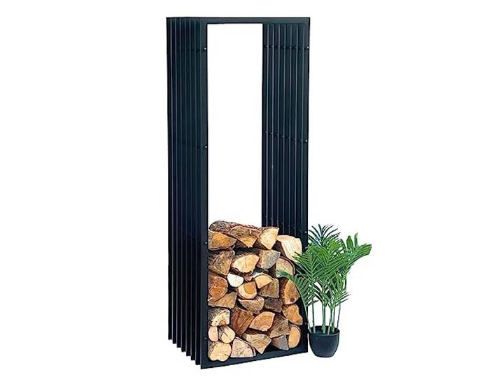 DanDiBo Kaminholzregal Innen Metall Schwarz Kaminholzständer 96430 150 cm Holzkorb Kaminholzhalter Holzregal