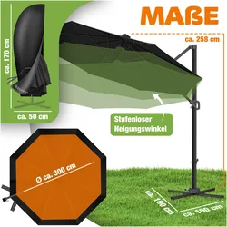 Kesser, Sonnenschirm, Sonnenschirm Ampelschirm SUN Rund XL Ø330 cm inkl. Abdeckung (3.30 m)