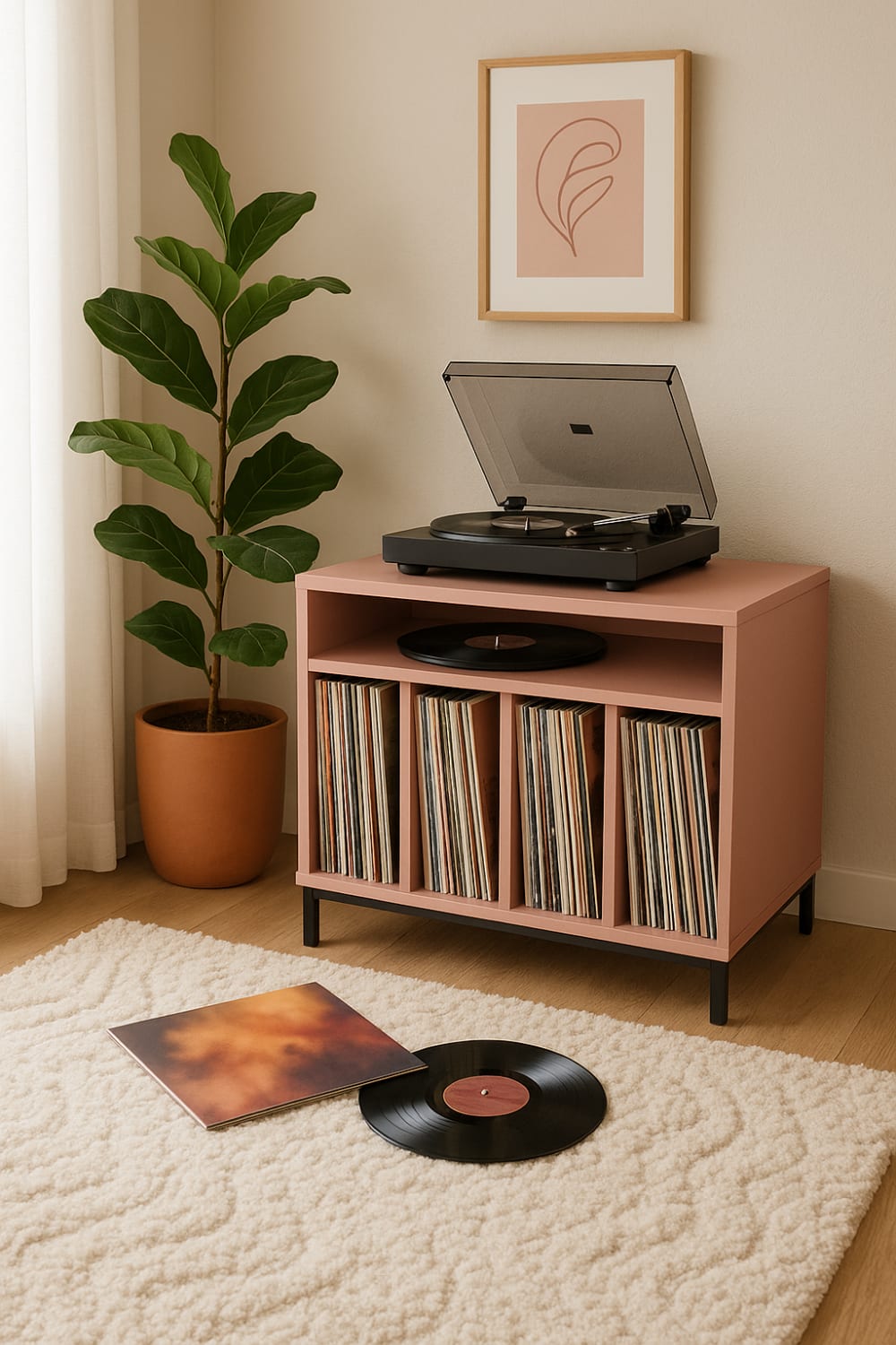 RNT by Really Nice Things Meuble pour vinyles rose Rose 70x63x40cm