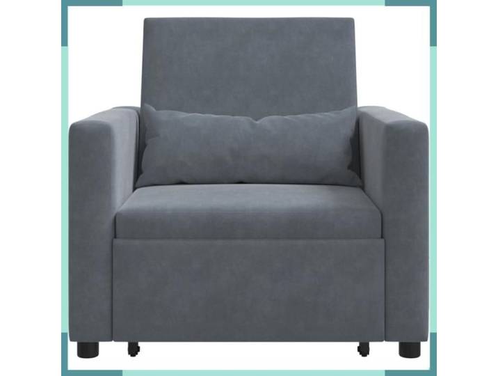 Canapé-lit escamotable simple - 42002698 - Velours - Gris foncé - 1 place convertible