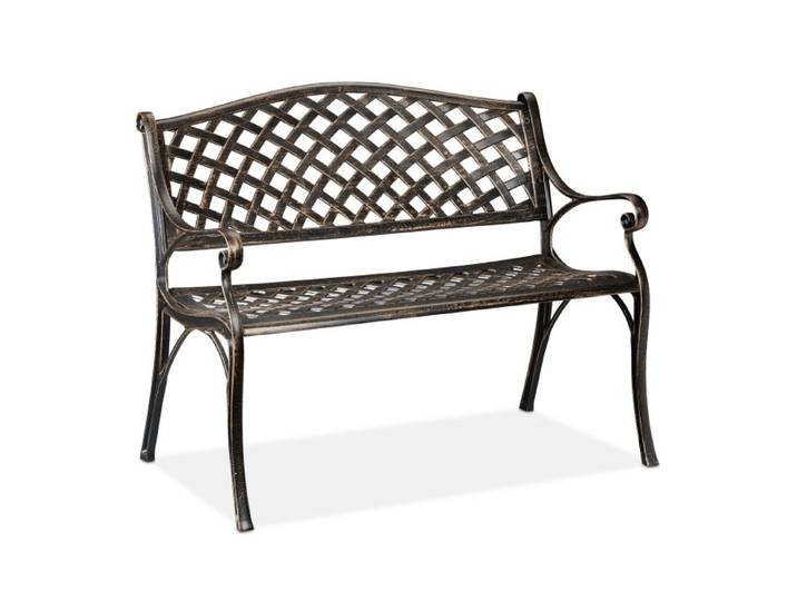 Relaxdays Gartenbank Metall in Schwarz-Bronze