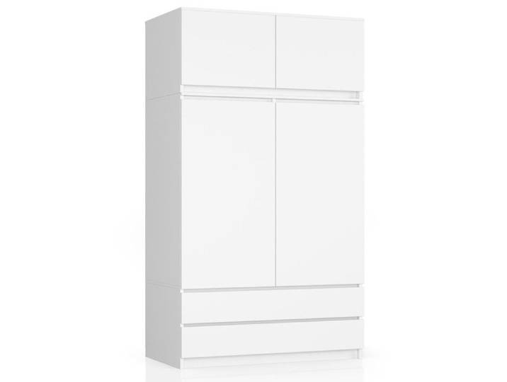 Armoire avec surmeuble AKORD S90 Blanche 90 cm 2 portes 2 tiroirs façade Blanche 6 étagères 90x51x234 cm