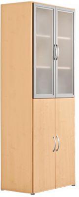 Kombischrank PALENQUE, 6 OH, Holz-/Glastüren, B 800 x T 420 x H 2160 mm, Buche