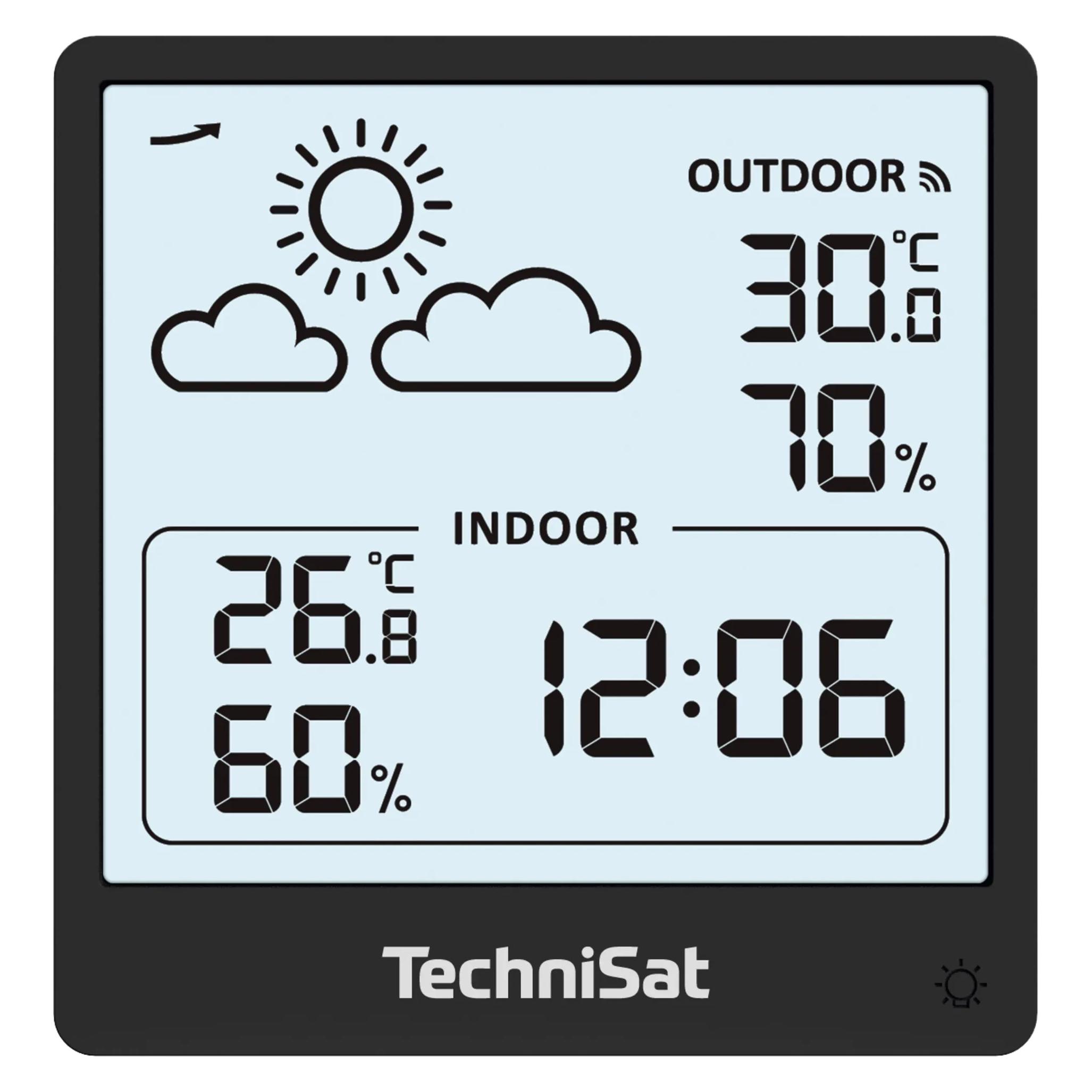 TechniSat iMETEO 200 schwarz / Wetterstation / LCD-Display / Temperatur / Luftfeuchtigkeit / 4X AA (MET02D)
