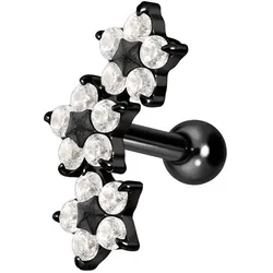 Titan Ohrpiercing mit Innengewinde 3 KRISTALLBLUMEN