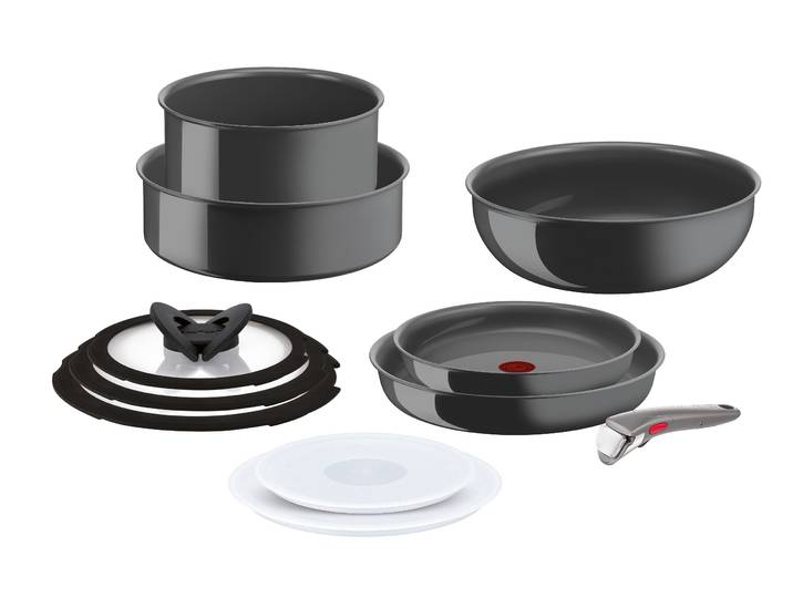 Pfannen-Set TEFAL Ingenio Renew , grau, Pfannen, Pfannen-Set, abnehmbarer Griff, Antihaftversiegelung, Thermo-Signal, Induktion