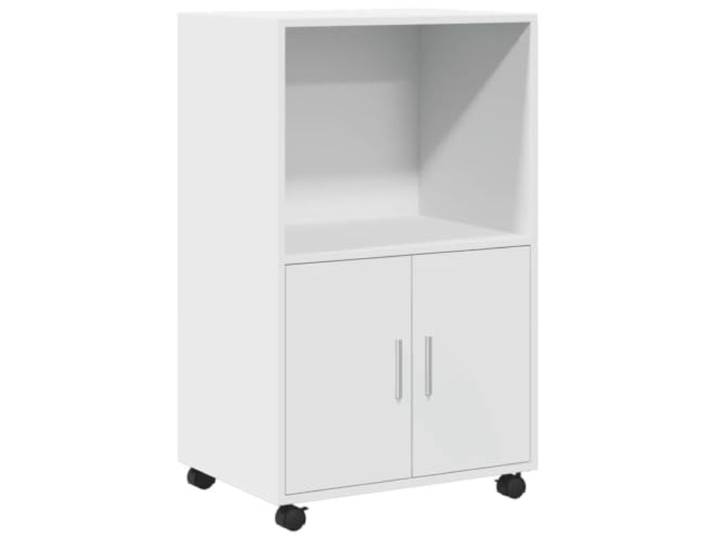 Helloshop26 Multifunktionaler Rollschrank, 55 x 40 x 91 cm, praktisch und stabil, aus Holz, weiß, 02_0049852