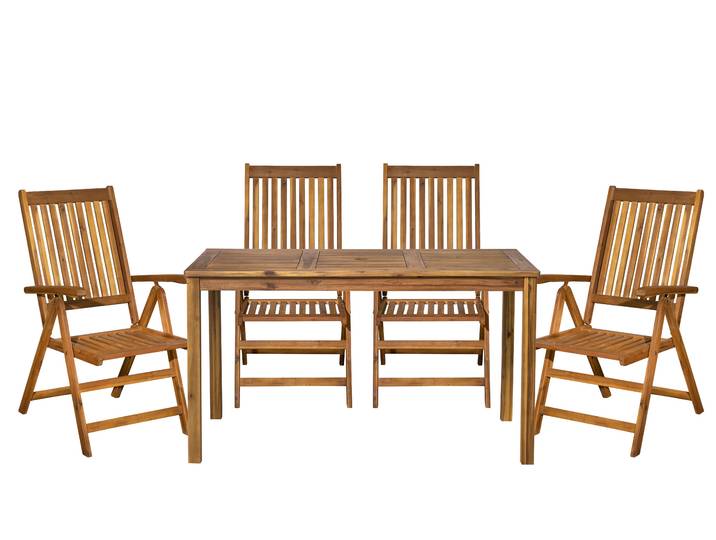 Möbilia Sitzgruppe 1 x Tisch + 4 x Stühle Akazie natur
