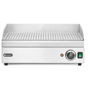 Hendi Elektrogrill Kitchen Line, 154953, 2400 Watt, mit Spritzschutz, Grillfläche 52 x 33cm, gerillte Grillplatte