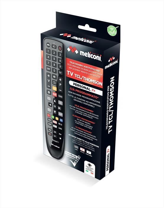 Meliconi Telecomando Per 1 Tv Gumbody Personal 7+ Tcl/t-nero Lucido / Nero Opaco / Cor