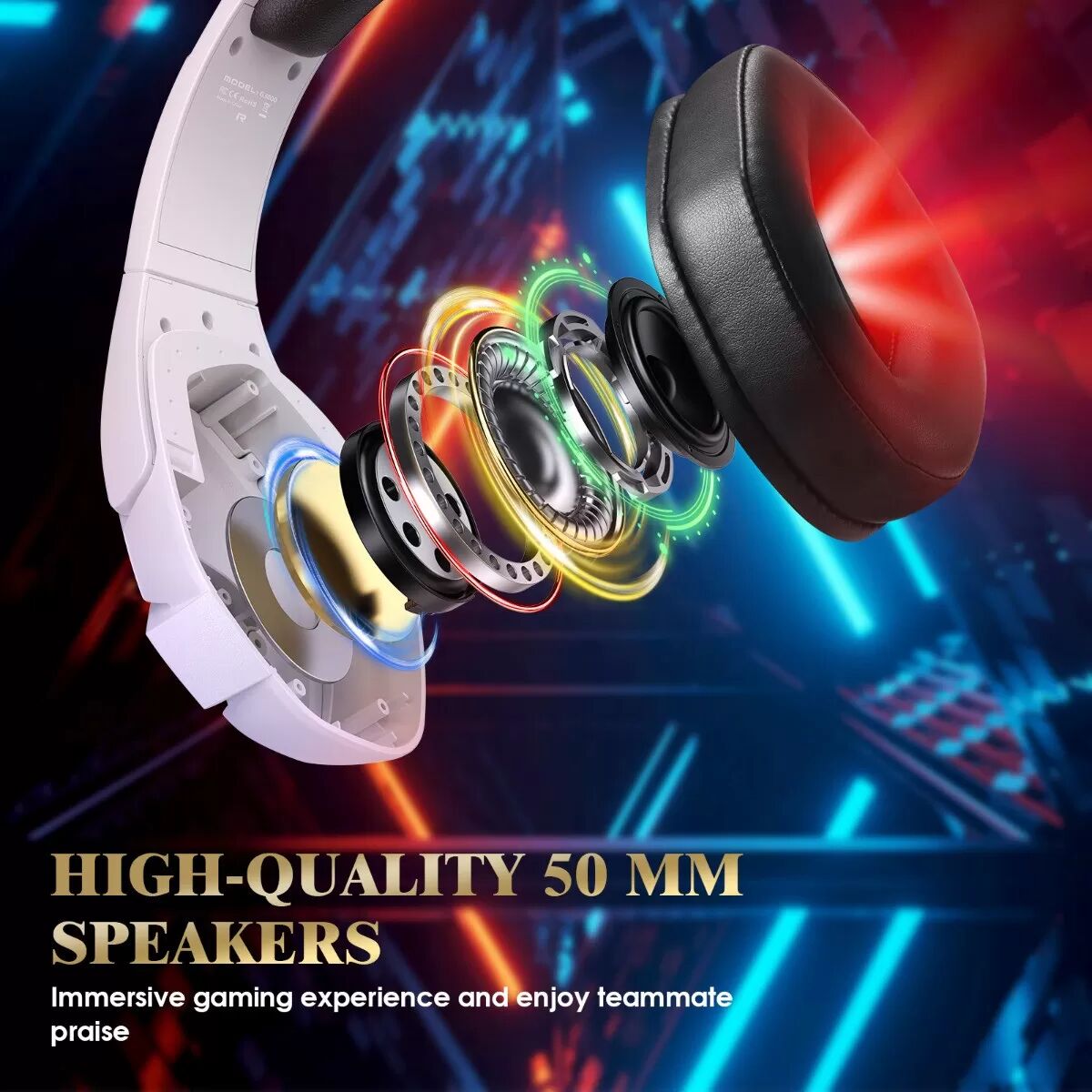 INF Casque de jeu filaire G3000 compatible avec PS4, PS5, XBOX, WITCH - RGB lumineux, prise unique avec câble séparateur Blanc