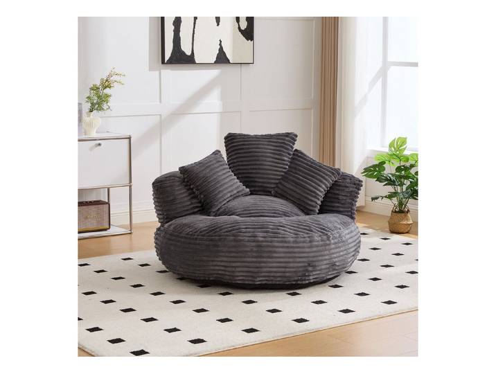 REDOM Sitzsack Einzelsofa, Wohnzimmer Sofa (aus Cordstoff mit hoher Rückenlehne und drei Kissen)