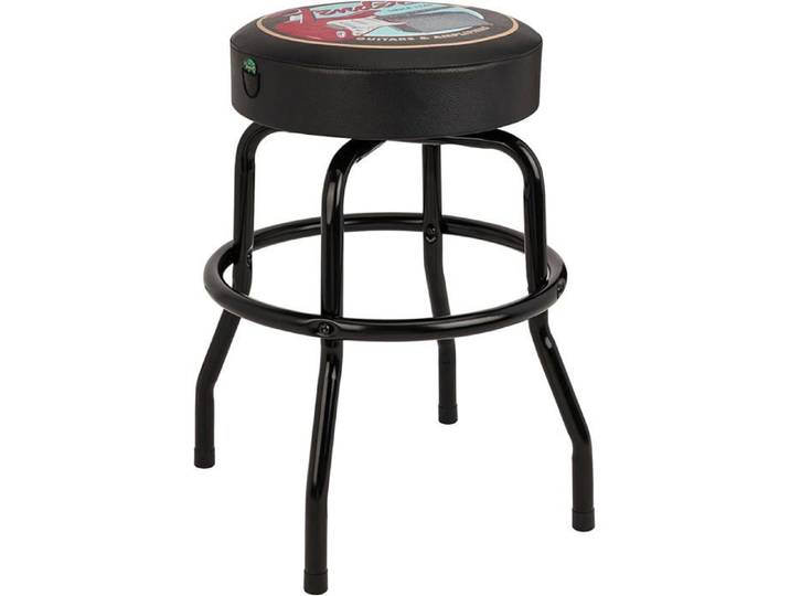 Fender Tabouret de bar 24  (61 cm) noir rembourré Guitars & Amps avec pochette pour médiators