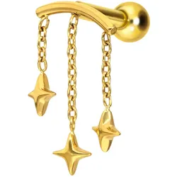 Titan Ohrpiercing mit Innengewinde BOGEN + 3 STERNE