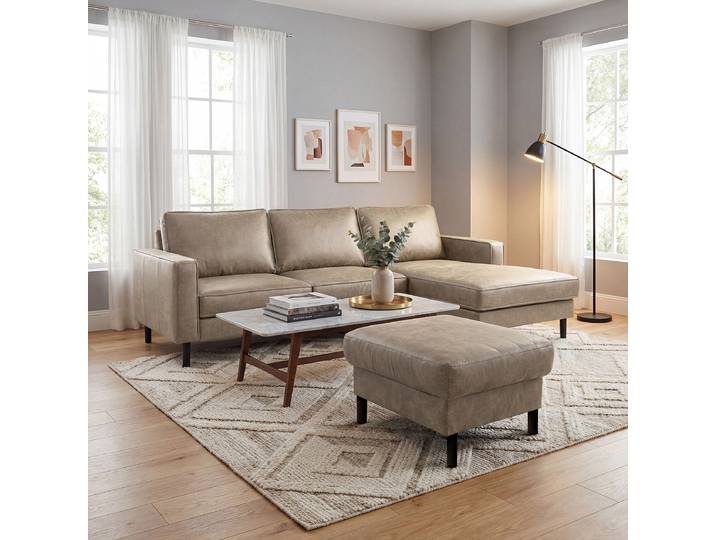 Polsterhocker 70 x 48 x 60cm Grau Lederfaserstoff Dalia: Grau