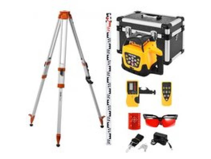 VEVOR Rotationslaser-Nivelliergerät-Set mit Stativ & Messlatte, rotem Laserstrahl, 300 m Reichweite, Neigung einstellbar, 360° drehbar, flexibler Scanwinkel, inkl. Fernbedienung & Tragetasche