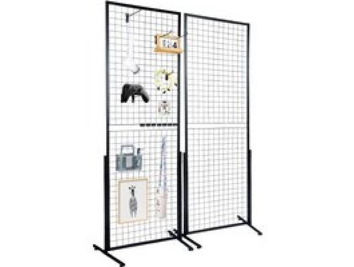 VEVOR Grille d’Exposition sur Pied 2 PCs Panneau Grille en Acier 617x1716 mm Charge 27 kg Présentoir Grille sur Pied Accessoires Complets Installation Facile pour Affichage Présentation Photo Mémo