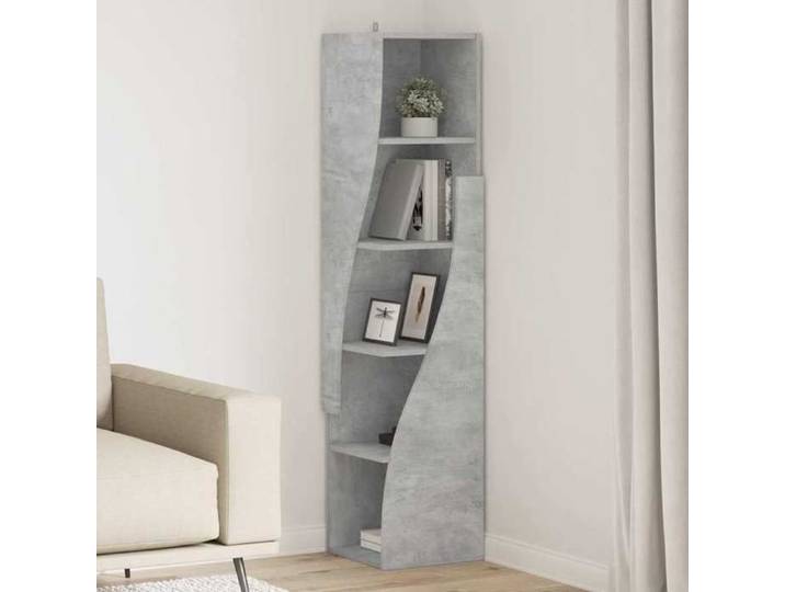 (Vente chaude)Meuble d'angle 1PC - SWEETY - Support/Cabinet rangement - Dessus robuste - Gris béton 32x32x140cm - bois d'ingénierie