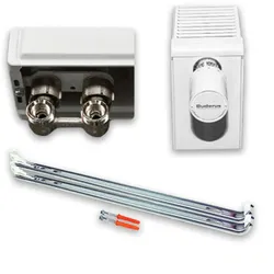 Universal Befestigungs- und Anschlussset für Ventilheizkörper Typ21,22,33 mit H=500mm, Anschlussblock Winkelform
