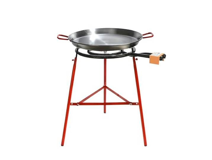 Garcima Mirador Plus Garten Paella Set – 60 cm Paella Pfanne Stahl poliert/400 + Gasbrenner