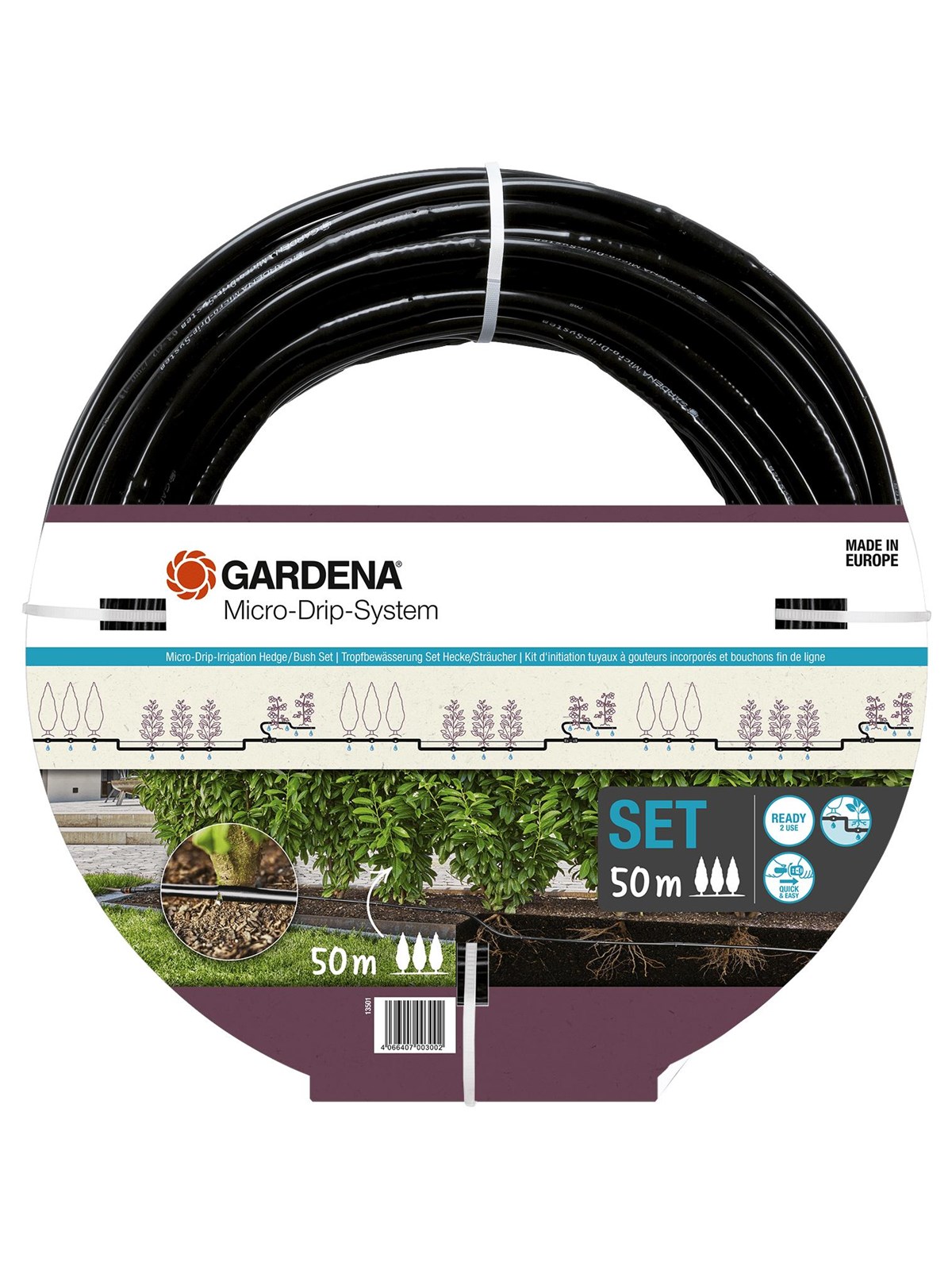 Gardena Tropfbewässerung Set Hecken/Büsche (50 m)