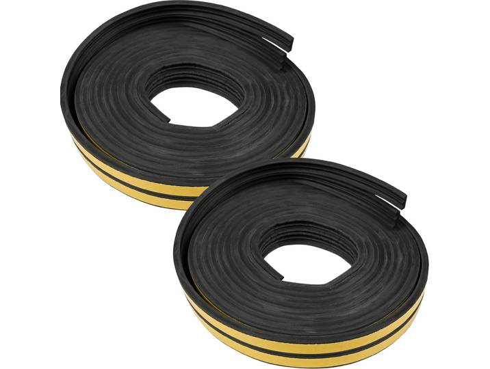 E-Profil Zugluft Dichtungsstreifen, 4er-Set, schwarz, 3m x 9mm x 4mm, selbstklebend