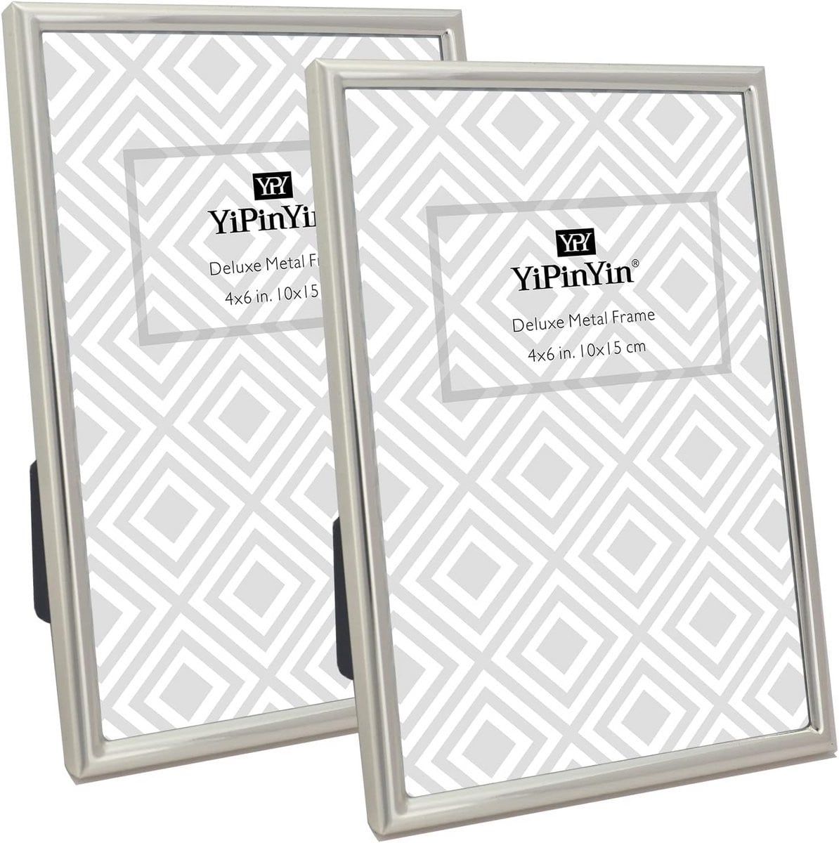 Set van 2 elegante zilveren fotolijsten van 10 x 16 cm