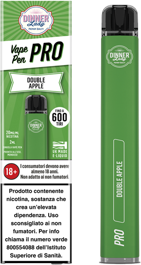 Dinner Lady Double Apple Vape Pen Pro Usa E Getta - 600 Puff