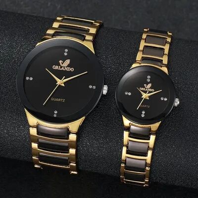 Friendly Fresh Finds Couples Stainless Steel Analog Quartz Watches Set For Men & Women Fashionable Matching Timepieces Couples Stainless Steel Analog Quartz Watches Set For Men & Women Fashionable Matching Timepieces