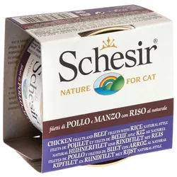 Schesir Cat Natural Huhn, Rind und Reis 24x85 g