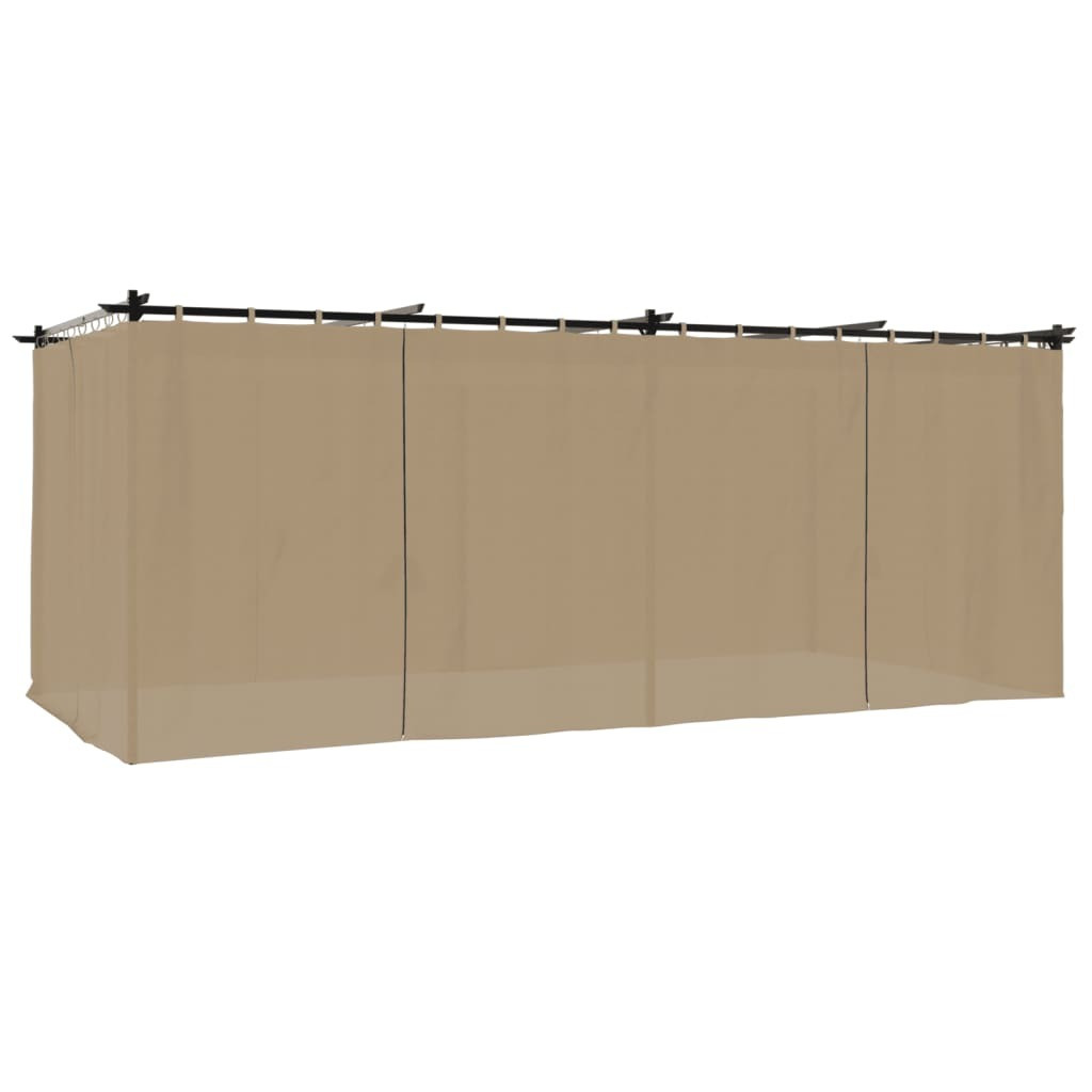 vidaXL Paviljoen met gordijnen, taupe, 6 x 3 meter, staal