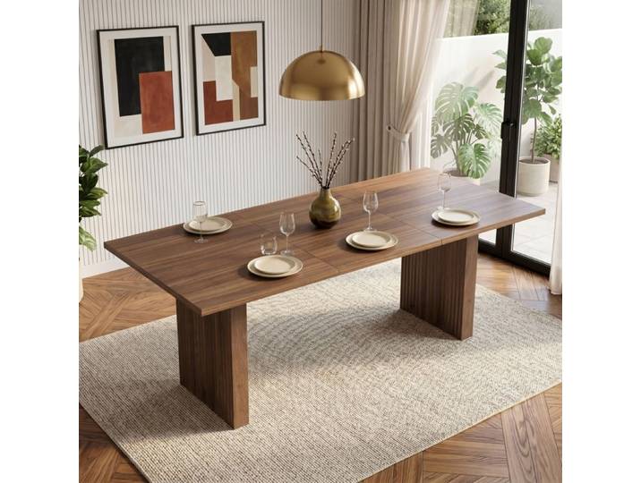 Luscriate - Table à manger extensible rectangulaire 140/200x90x75 cm plateau épais pour 6 à 8 personnes - Noyer