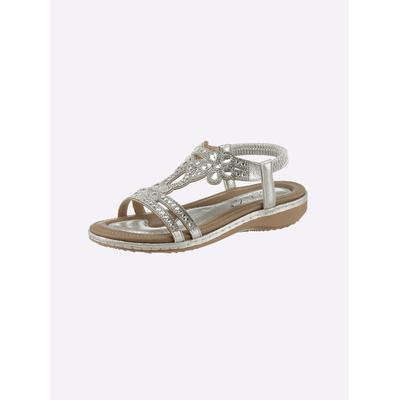 Sandale ANDREA CONTI, Damen, Gr. 42, silber (silberfarben), Textil, Schuhe Sandale