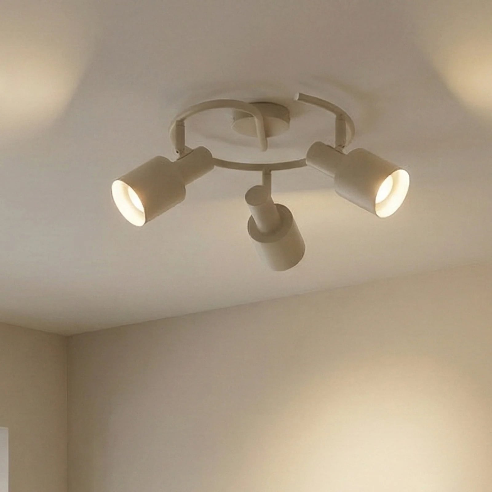 Lindby Ovelia Plafondlamp Beige - Modern Ronde Metaal - 3 Lichtpunten - E27 Dimbaar