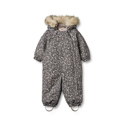 Jumpsuit WHEAT "WHEAT Snowsuit Nickie", Mädchen, Gr. 80, schwarz sea open flowers, 100% Nylon, unifarben, normal, Overalls Jumpsuit