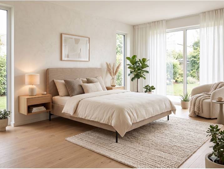 Polsterbett HOME AFFAIRE LAVOISIER Bettgestell mit Lattenrost, Breite 140/160/180/200 cm, Cord , beige, B:206cm H:94cm L:211cm, 92% Polyester, 8% Polyamide, Betten, Polsterbett, Rahmenbett mit Kopfteil, ohne Matratze und Topper