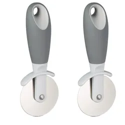 Relaxdays Pizzaschneider 2er Set Anthrazit,Grau,Silber