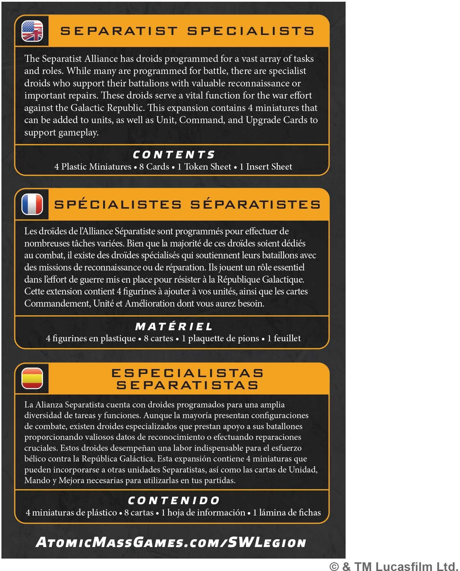 Star Wars: Legion – Separatist Specialists for Board Games by Atomic Mass Games