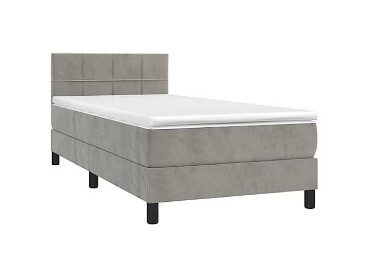 vidaXL Boxspringbett mit Matratze & LED Hellgrau 90x200 cm Samt