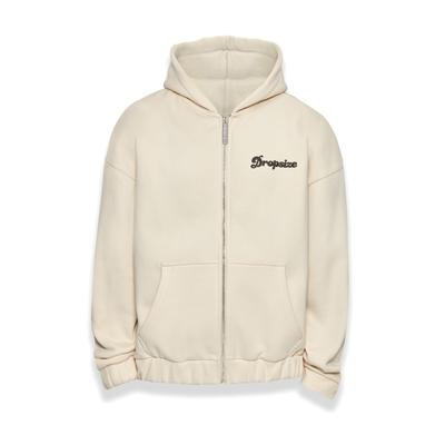 Kapuzenfleecejacke DROPSIZE "Dropsize Herren", Herren, Gr. XS, beige (coconutmilk), 70% Baumwolle, 30% Polyester, unifarben, oversize, ohne Ausschnitt, Jacken