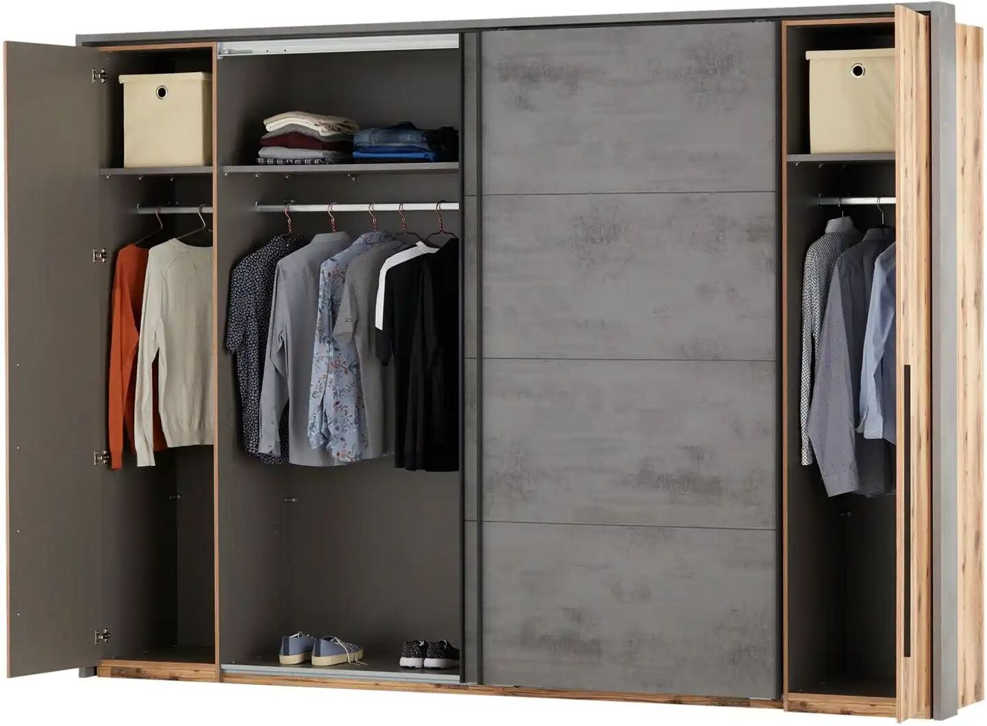 Höffner Kleiderschrank 4-türig  Swindon ¦ holzfarben ¦ Maße (cm): B: 320,6 H: 230 T: