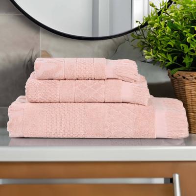 Superior Rolla Cotton Geometric Jacquard Plush Soft 3 Piece Towel Set